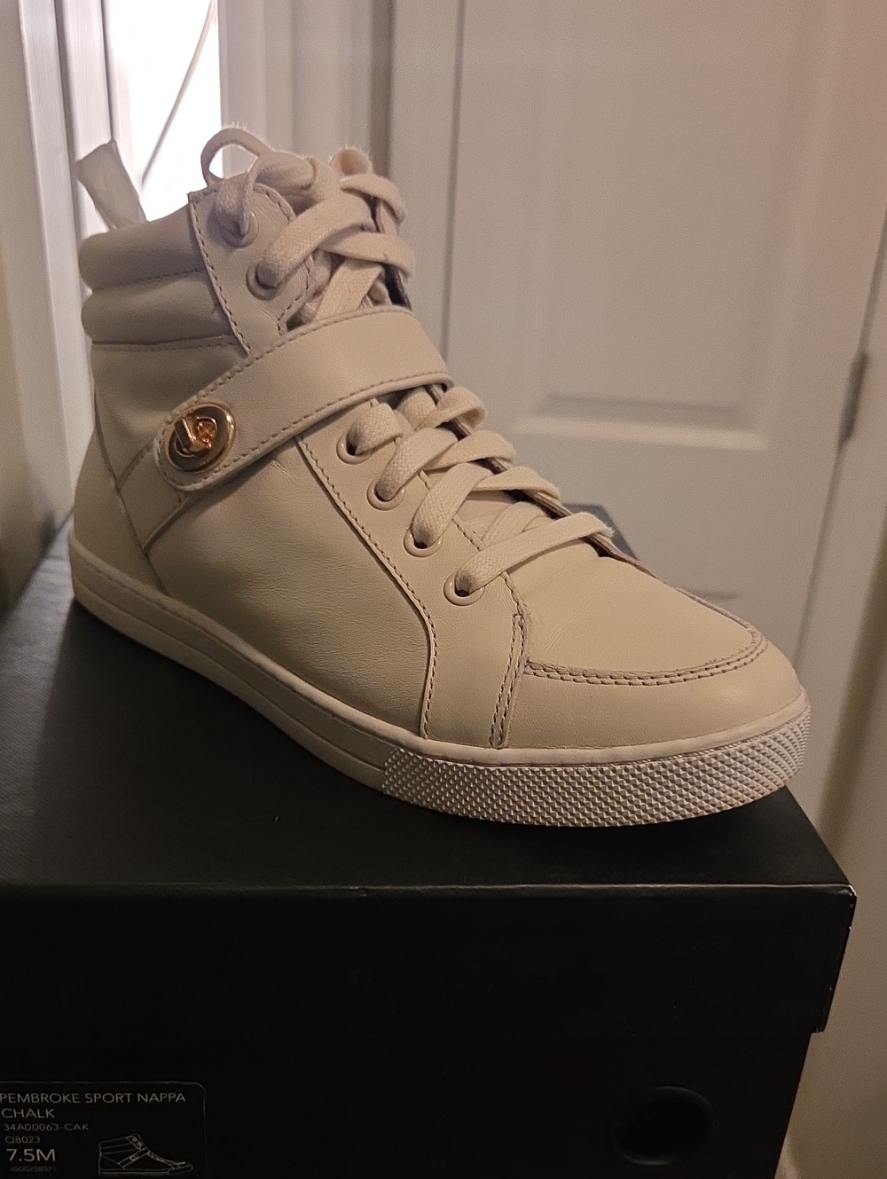 Coach Chalk High-Top Women's Sneaker with Gold Accent